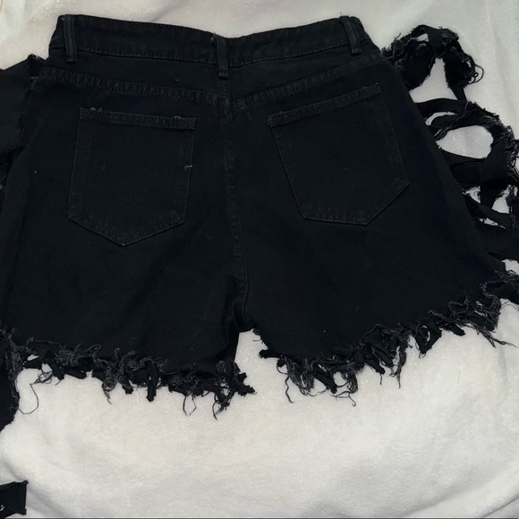 Black Distressed Shorts - Picture 2 of 2